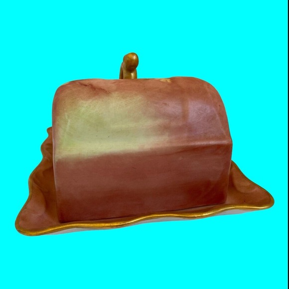 Vtg Butter Dish Cheese Dish 2 Piece Hand Decorated Sun Flowers Ceramic - Picture 6 of 9